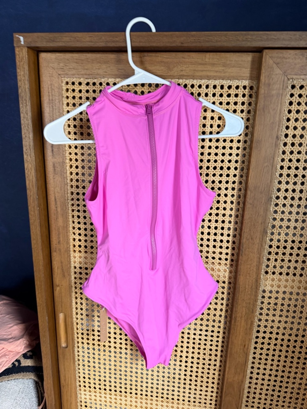 SKIMS Hot Pink Zip-Front One-Piece Swimsuit